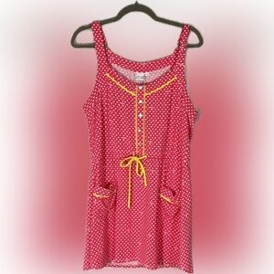 Disney Red Heart-Print Dress with Yellow Trim